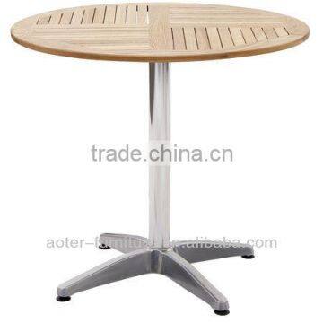 Outdoor aluminum frame solid wood round dining table