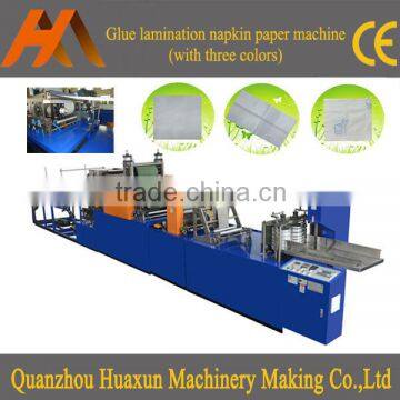 Automatic color printing square table serviette tissue lamination folding paper napkin production machine