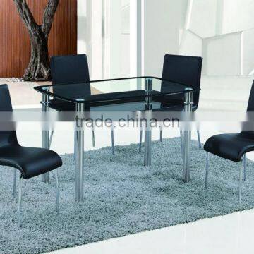 two layers glass dining table