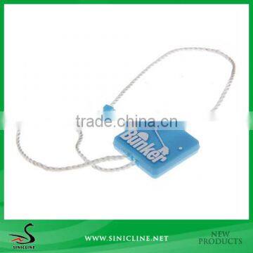 Sinicline Blue Square Garment Use Plastic Seal Tag with White Logo Embossing