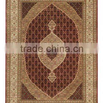 Super Mahi Burgandi-Cream Tabriz Carpet made with wool & silk