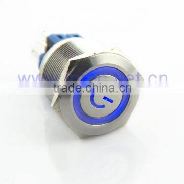 25mm metal switch, LED and latch switch, Power symbol lamp switch, stainless steel switch