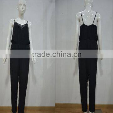 2015 Wholesale Fashion Slim Black Color Jumpsuits For Women