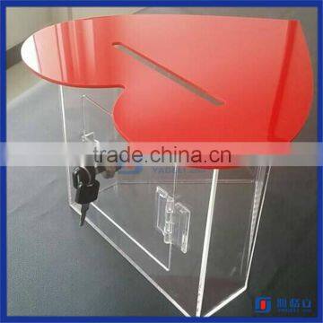 2016 Wholesale Heart Shaped Charity Donation Box / Customized Acrylic Ballot Box