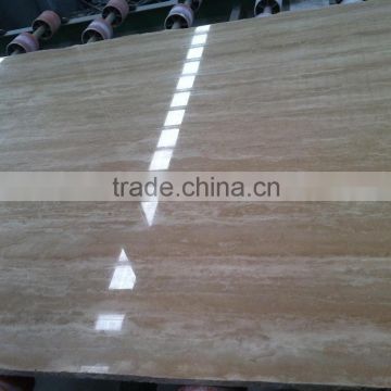 Polished light beige travertine floor tiles