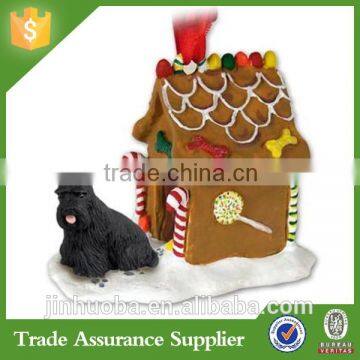 2016 Hot Sale Resin House Dog Christmas Ornament Garden Decoration