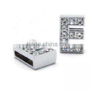 8mm Full Rhinestone Letter Slide Charms Sliver Alphabet Beads                        
                                                Quality Choice