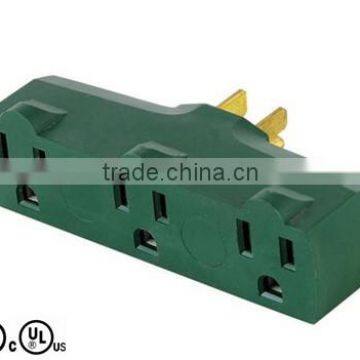 UL CUL approval ac 3 outlet grounding adapter