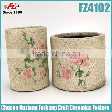 Rose decal countryside succulent plants novelty plant pots