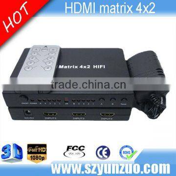 High quality HDTV HDMI matrix 4x2