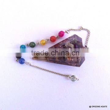 Amethyst Pendulum With Chakra Chain | Orgonite Reiki Products