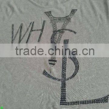 Printing WHYSL letter and hot drilling technology of girl sweater 9976#