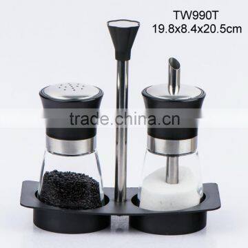 TW990T 2pcs glass jar for sugar and salt with plastic stand