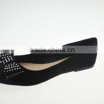 Ladies' simple shoes flat black color,pointed toe bow shoes