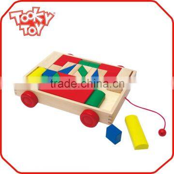 Baby Pull Car Toy Wooden Building Block Toy