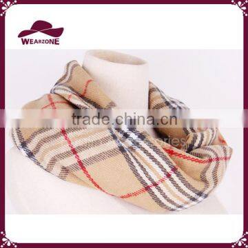 Beige Plaid Scarf Snood