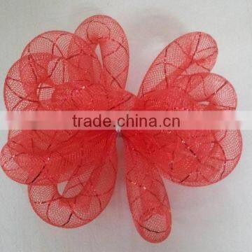 HOT SALE 6" Red Round Nylon Woven Tubing Mesh Ribbon Bow