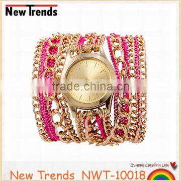 Colorful Hawaii Style Women's Watches Long Metal Chain Bracelet Watch