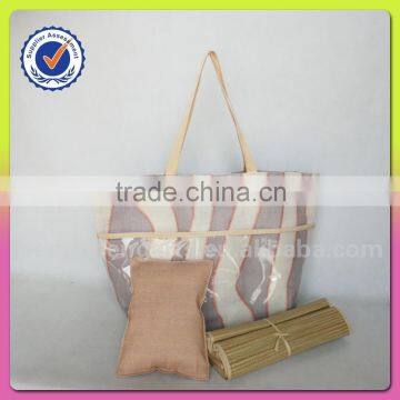 High Quality Paper Straw Beach Bag and Polyester Material Women Bag Contains Mat and Pillow Beach Bag photo-2