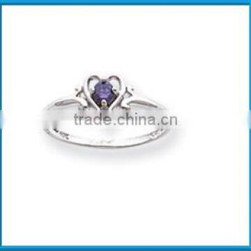 simply design silver amethyst birthstone heart ring