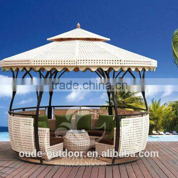 Double tops PE rattan gazebo iron frame polyester fabric wholesale price