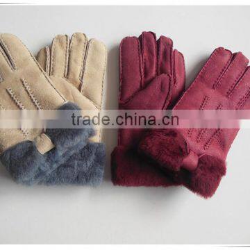 fashion cute double face fur leather gloves for ladies