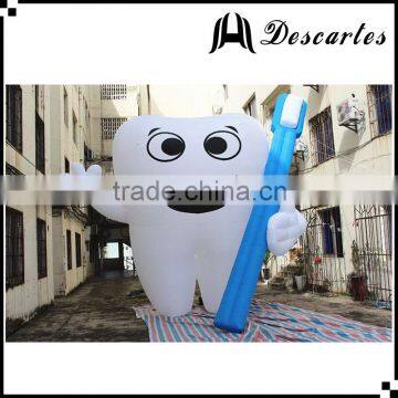 Cute 4m height giant inflatable replica tooth with toothbrush