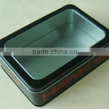 Rectangular transparent gift tin box