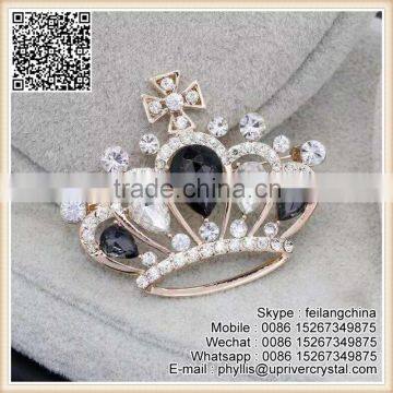 Good Quality Fashion White And Black Crystal Diamond Crowne Brooch Flower Brooch