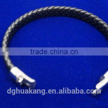 Wholesales price 1cm real leather braided bracelet with magnetic closure