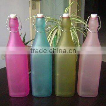 colorful glass bottle with white lid