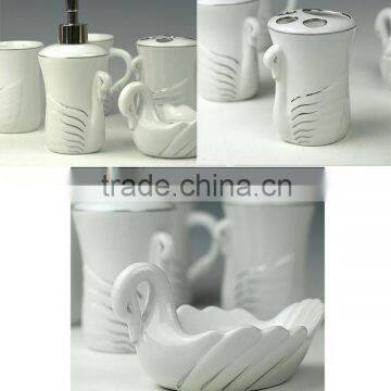 4pcs swan design ceramic bathroom sets