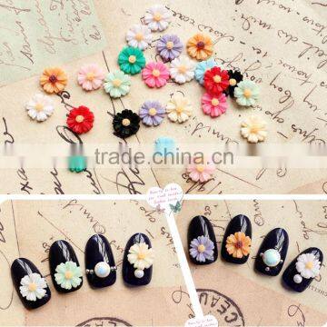 2016 New arrival resin sweet color flower nail charm 3D nail art wholesale beauty flower nail art designs