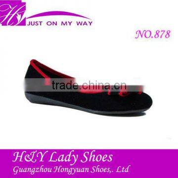 2014 fashionable flat shoes with red bow lovely shoes for ladies