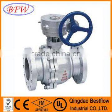 DIN 2pcs SS304 flange ball valves with wormgear operation