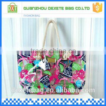 2015 newest promotional women pvc beach rope handle tote bag