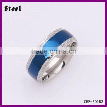 Fashion Best Selling Blue Stripe 316L Stainless Steel Beautiful Finger Ring