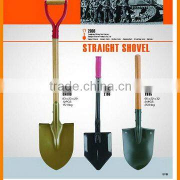 metal snow shovel with wooden handle