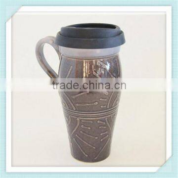 Coffee Travel Mug With Lid, Large Ceramic Commuter Mug With Handle, 24 oz Stoneware Coffee Mug photo-2