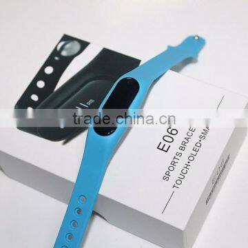 Smart Wearable Project OEM Service Logo Printing TPU/silicone Smart E06 Sport Fitness Wristband