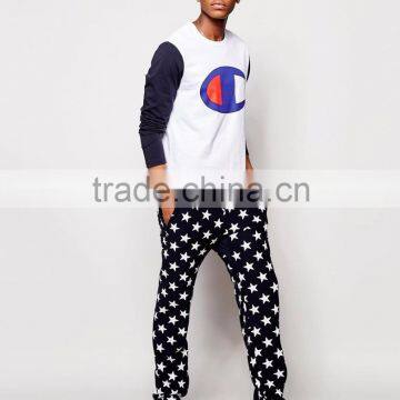 Daijun Oem China Factory Balck and White Blend Star Design Cotton Men in Women's Trousers