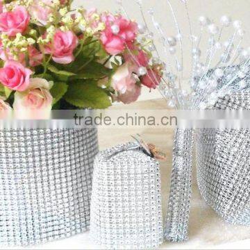 Silver DIAMOND RHINESTONE MESH WRAP ROLL SPARKLE Crystal Ribbon