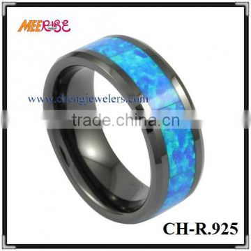 High Quality Comfort Fit Blue Opal Ceramic Ring Jewelry