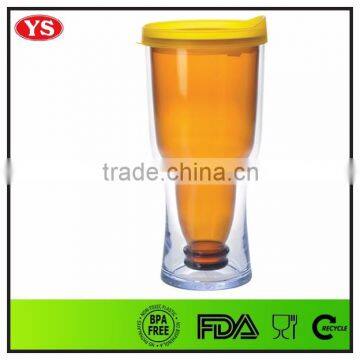 Mug drinkware Customized double wall 400 ml plastic beer mug with lid