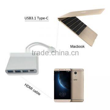 USB3.1 Hub, Type C USB 3.1 to USB3.0 A Male Cable Adapter With 4 Port USB Hub photo-4