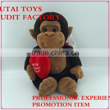 Factory big Cute Stuffed wholesale plush orangutans with heart