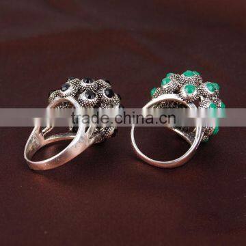 Round Shape Alloy With Resin Beads Ring Set photo-6
