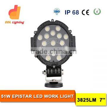 Hot sale Supplier 51R black body color work light 51W LED work led lights for cars boats light for offroad