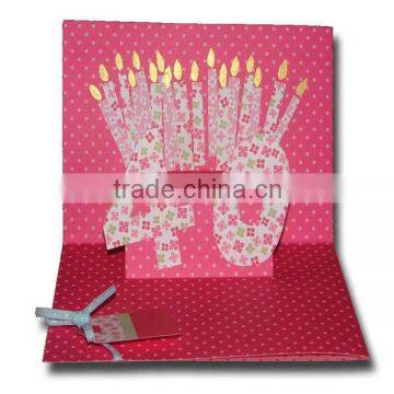 Custom 3d Card,3d Card with cartoon candle,3d Birthday Card