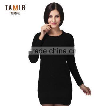 Ladies Cashmere One Piece Black Dress, Black Women Well-Designed Dress